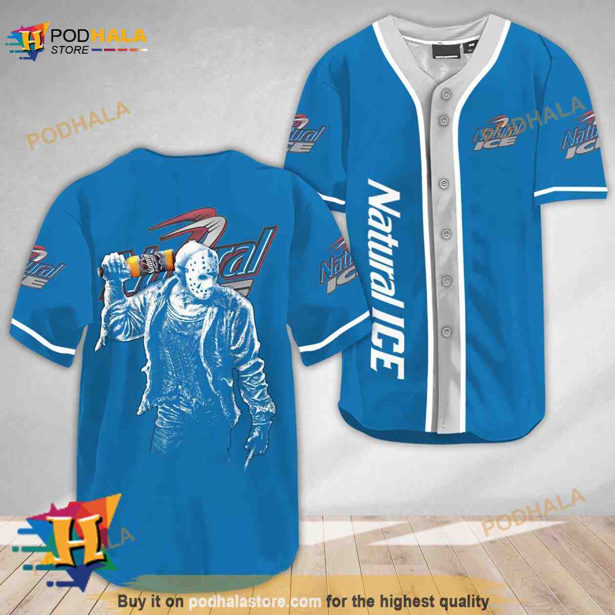 Horror Jason Voorhees Natural Ice 3D Baseball Jersey baseball jersey product view 1
