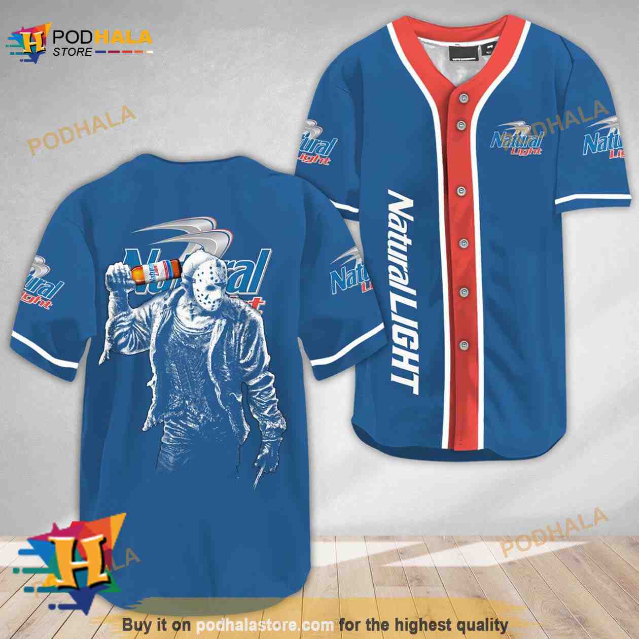 Horror Jason Voorhees Natural Light 3D Baseball Jersey baseball jersey product view 1
