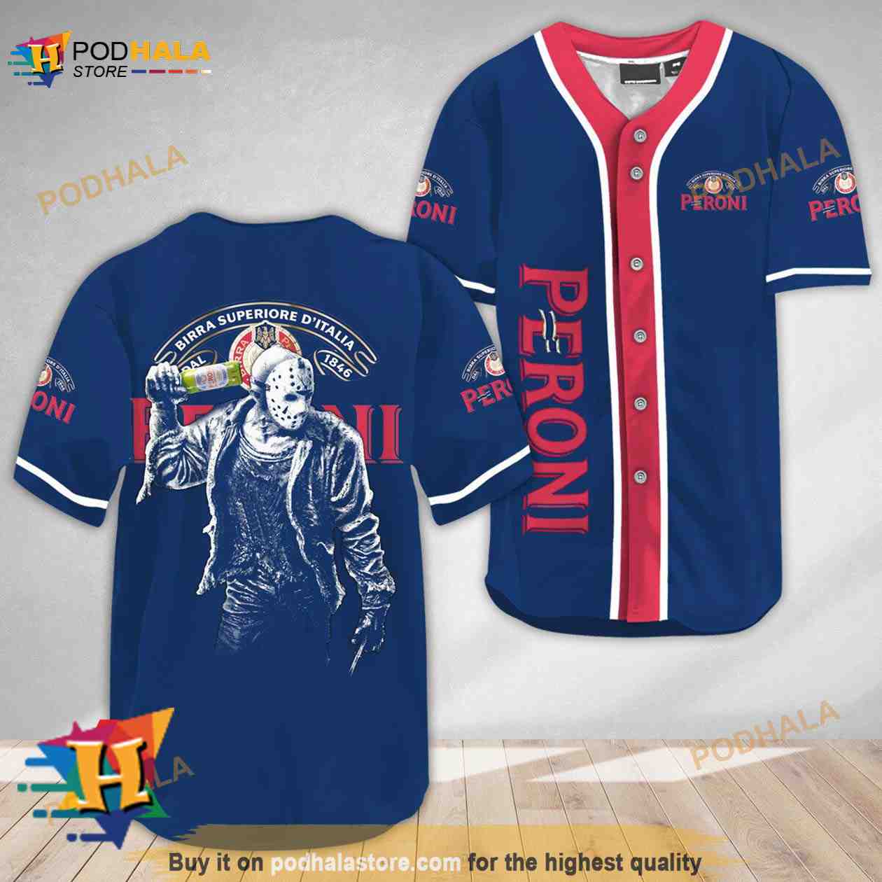 Horror Jason Voorhees Peroni Beer 3D Baseball Jersey baseball jersey product view 1