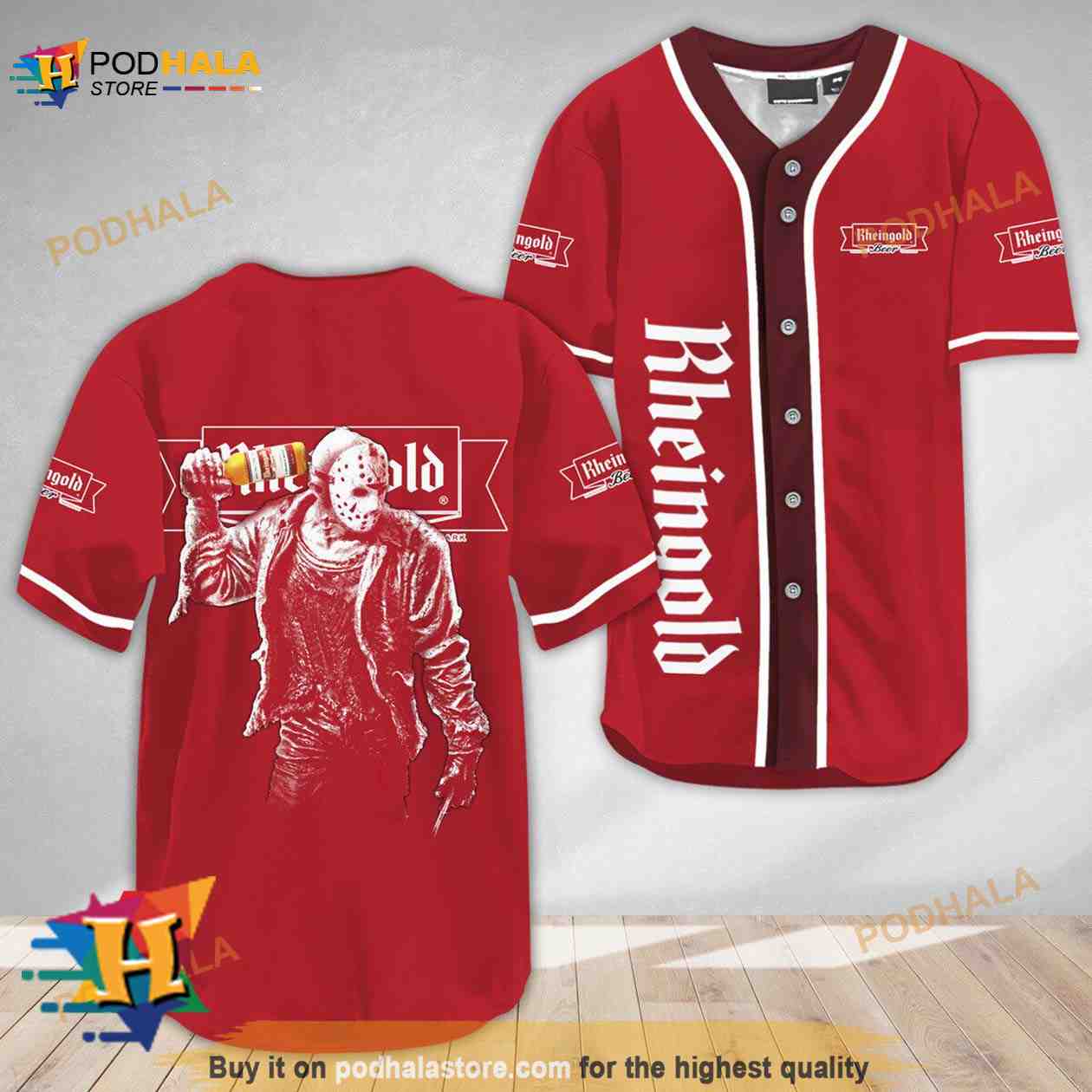 Horror Jason Voorhees Rheingold Beer 3D Baseball Jersey baseball jersey product view 1