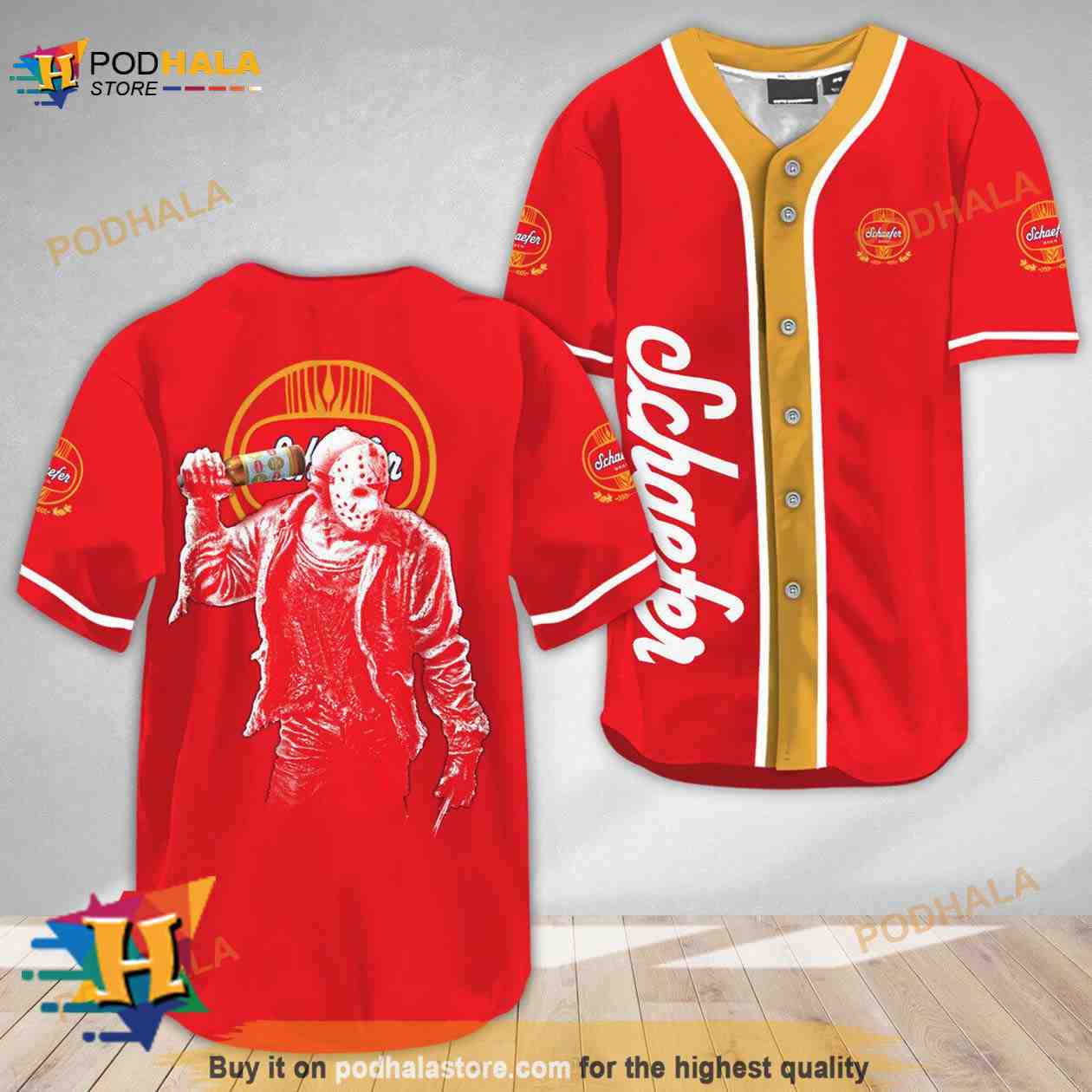 Horror Jason Voorhees Schaefer Beer 3D Baseball Jersey baseball jersey product view 1
