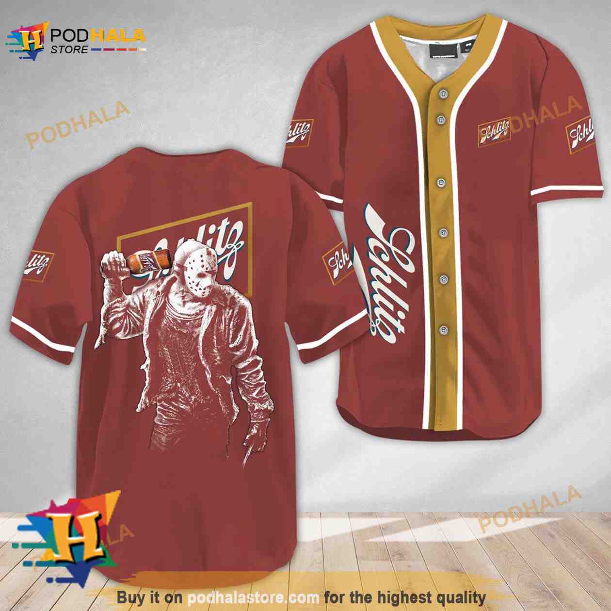 Horror Jason Voorhees Schlitz Beer 3D Baseball Jersey baseball jersey product view 1