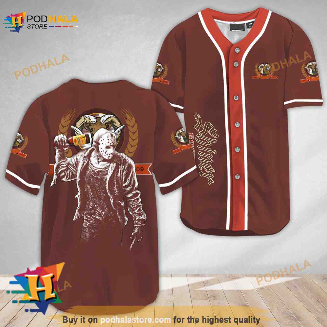 Horror Jason Voorhees Shiner Bock Beer 3D Baseball Jersey baseball jersey product view 1
