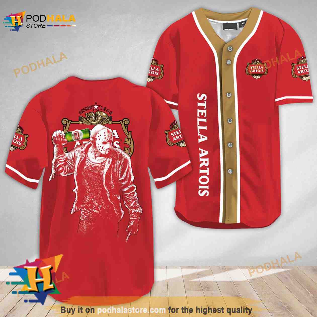 Horror Jason Voorhees Stella Artois 3D Baseball Jersey baseball jersey product view 1