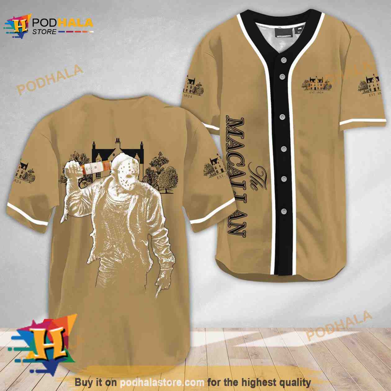 Horror Jason Voorhees The Macallan Whiskey 3D Baseball Jersey baseball jersey product view 1