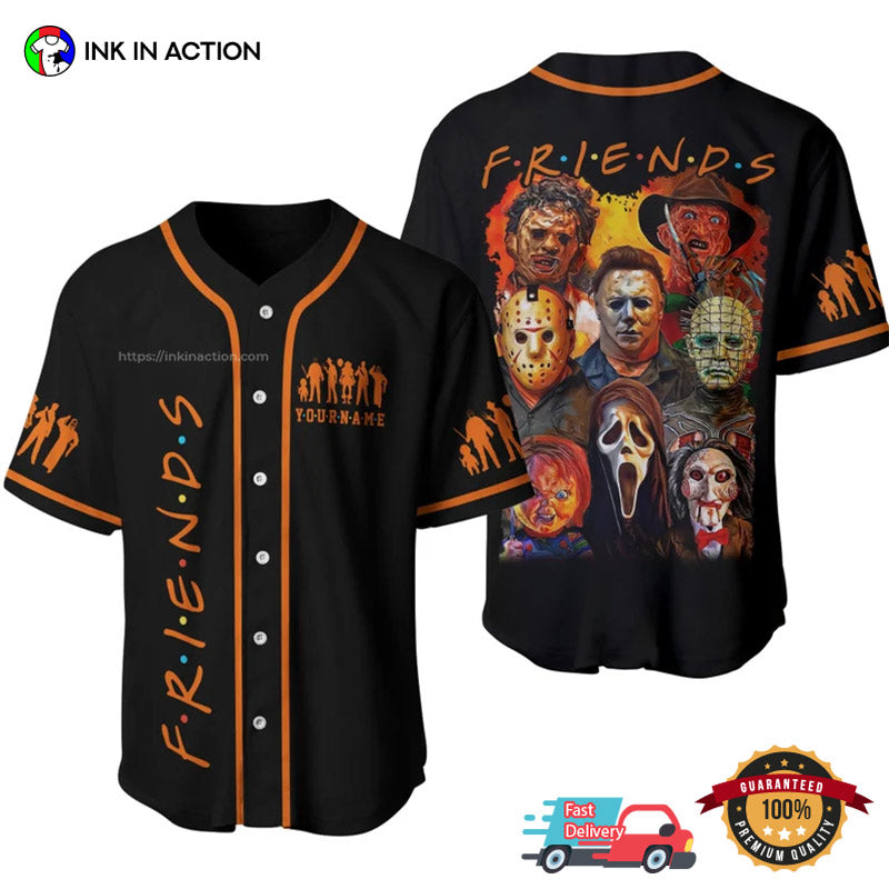 Horror Movie Charaters FRIENDS Halloween Baseball Jersey baseball jersey product view 1
