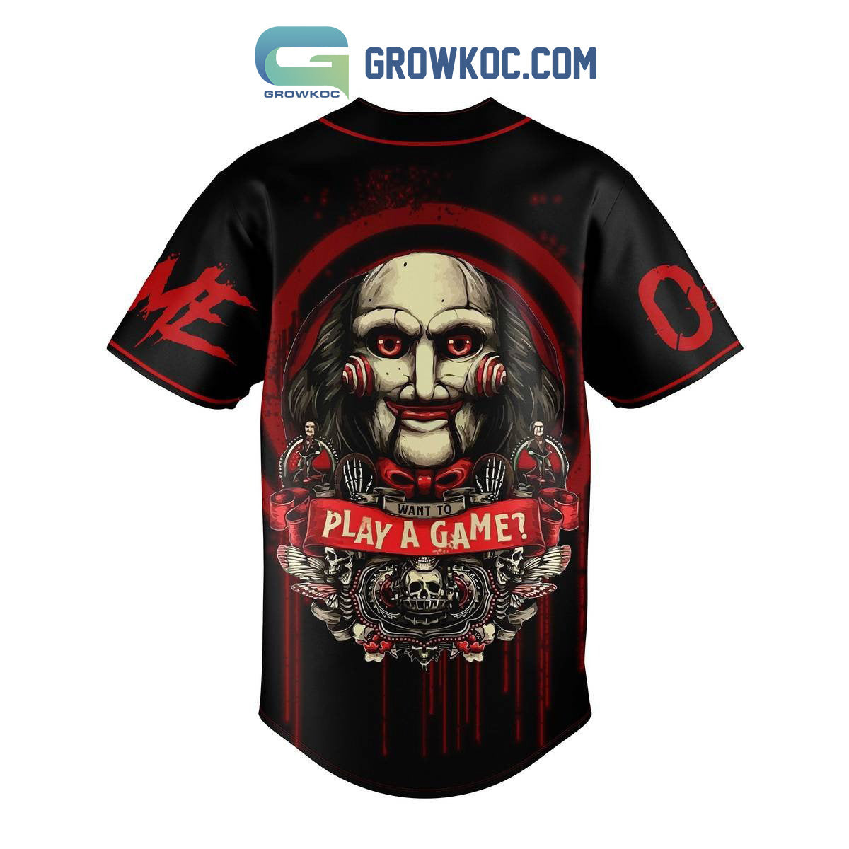 Horror Movies I Want To Play A Game Personalized Baseball Jersey baseball jersey product view 2