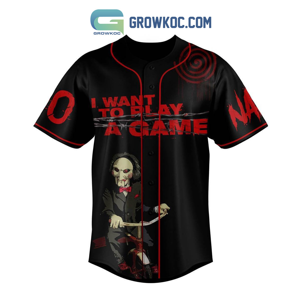 Horror Movies I Want To Play A Game Personalized Baseball Jersey baseball jersey product view 3