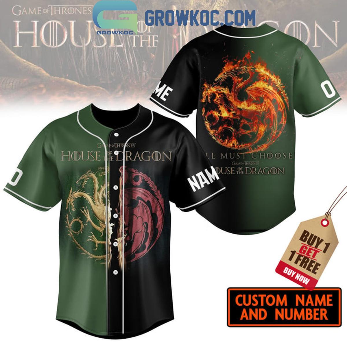 House Of The Dragon All Must Choose The Black And Green Personalized Baseball Jersey baseball jersey product view 1