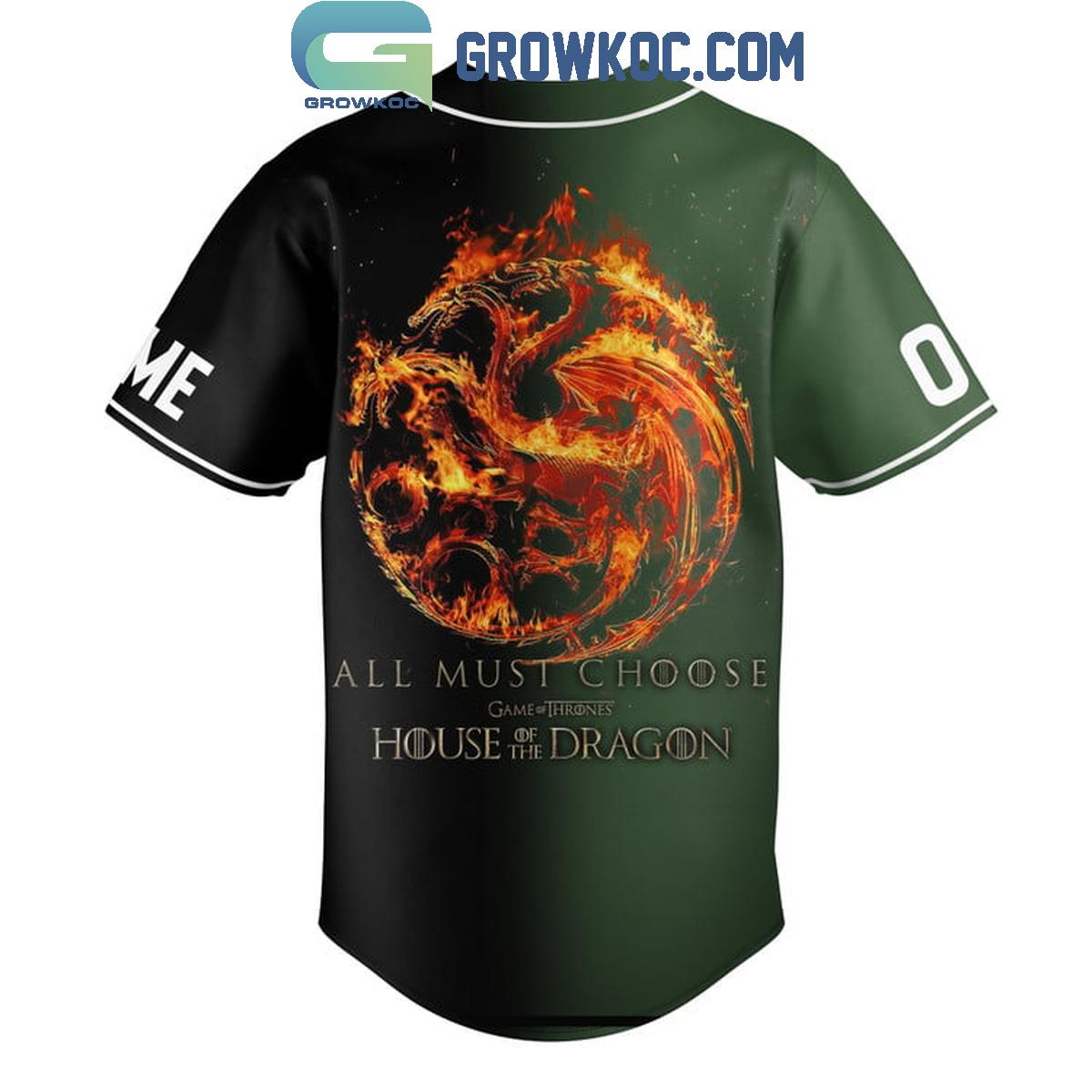 House Of The Dragon All Must Choose The Black And Green Personalized Baseball Jersey baseball jersey product view 3