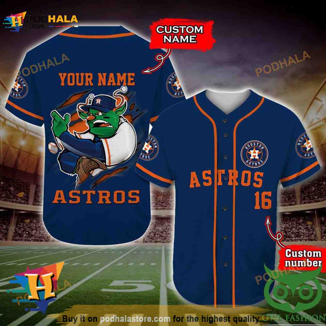 Houston Astros 3D Baseball Jersey Personalized Custom Name Number baseball jersey product view 1