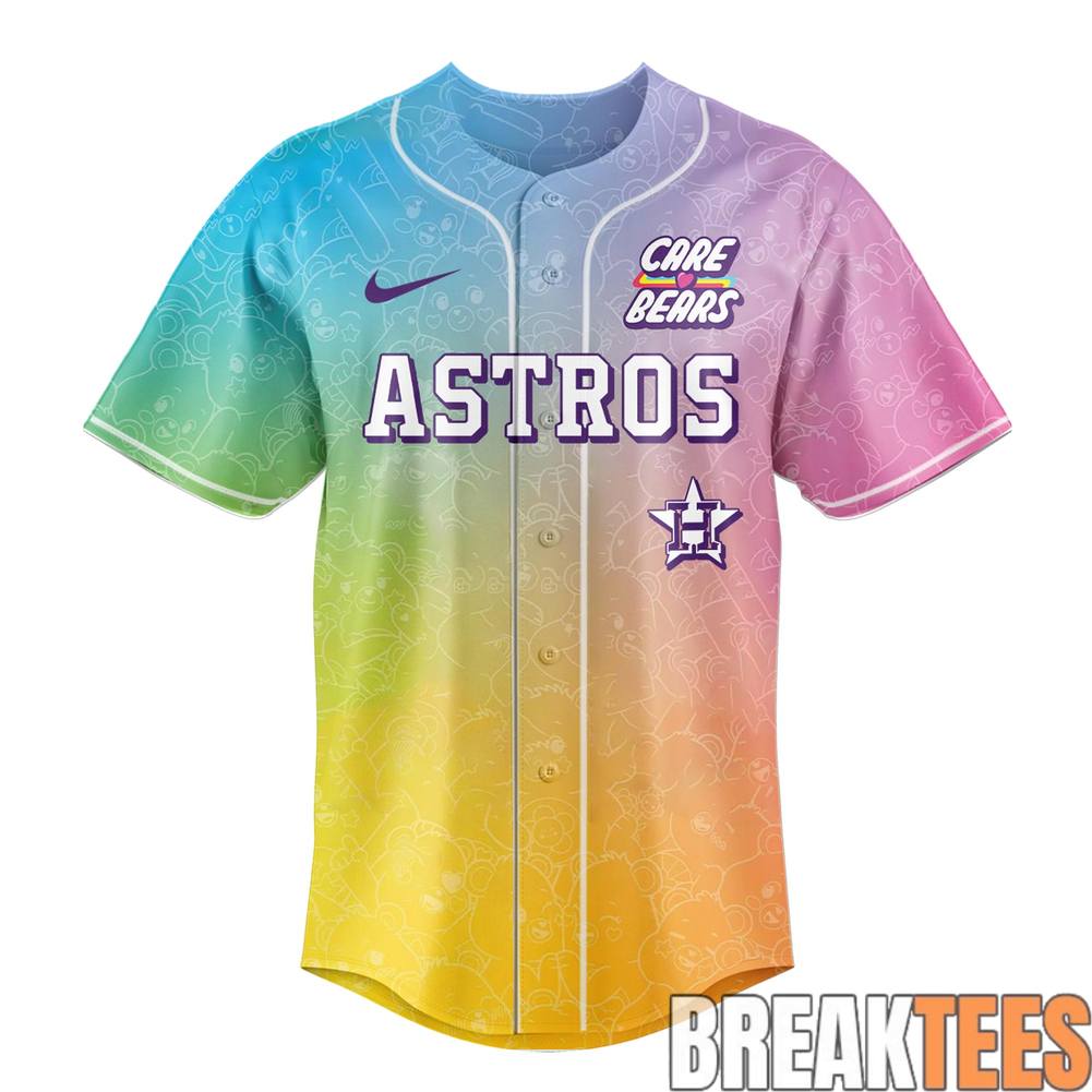 Houston Astros Care Bears Night Custom Baseball Jersey baseball jersey product view 2