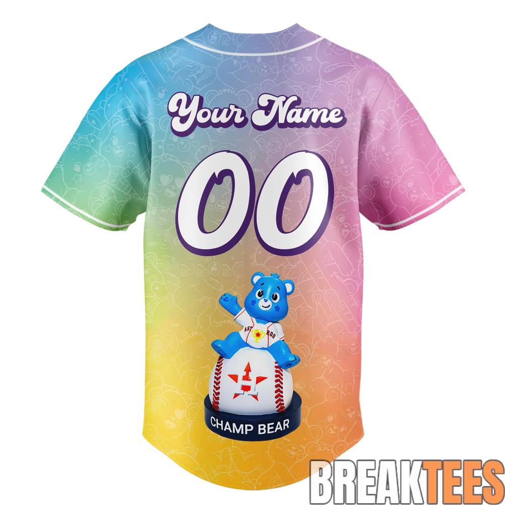 Houston Astros Care Bears Night Custom Baseball Jersey baseball jersey product view 3