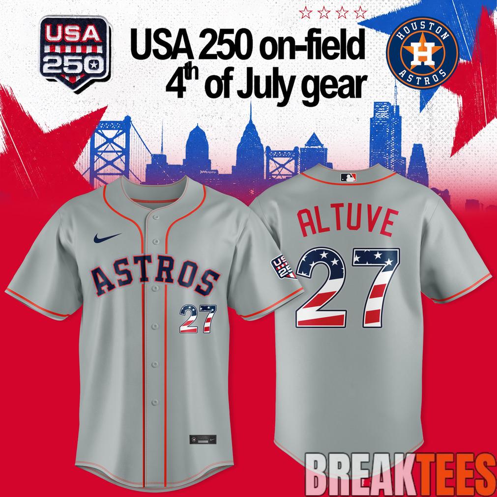 Houston Astros Jose Altuve x USA 250 OnField 4th July Baseball Jersey Unisex T-shirt, Sweatshirt, Hoodie, Long Sleeve Tee - T-Shirt, Sweatshirt, Hoodie