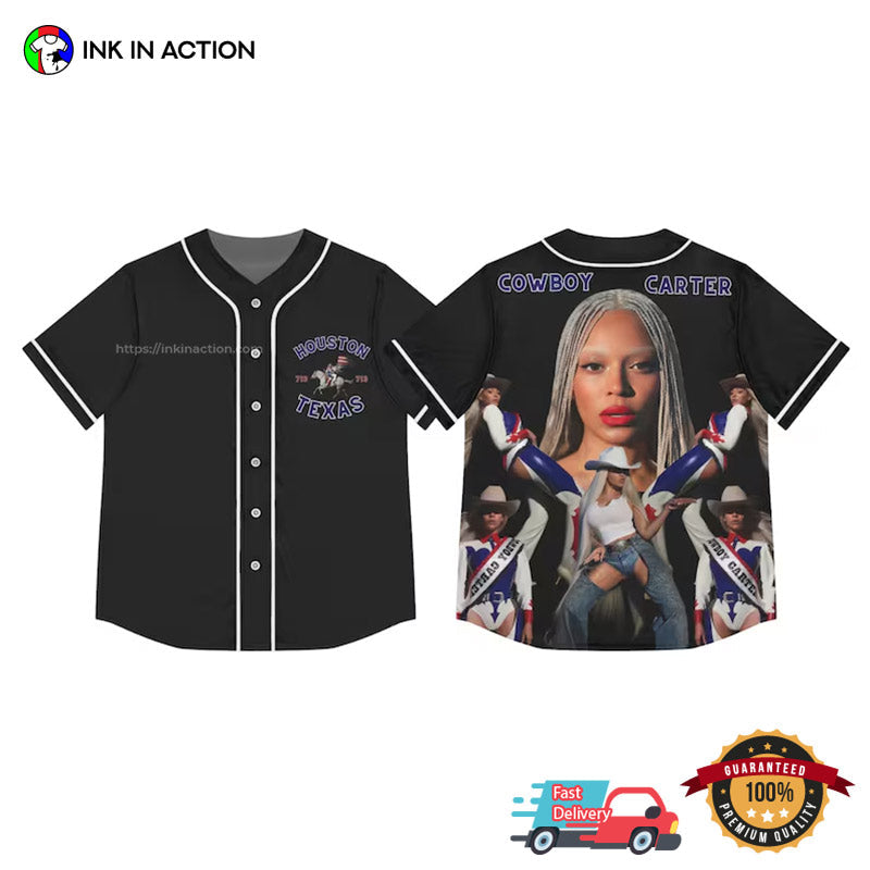 Houston Texas Cowboy Carter Baseball Jersey baseball jersey product view 2