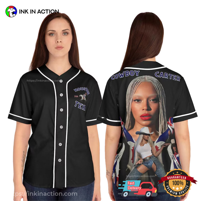 Houston Texas Cowboy Carter Baseball Jersey baseball jersey product view 1