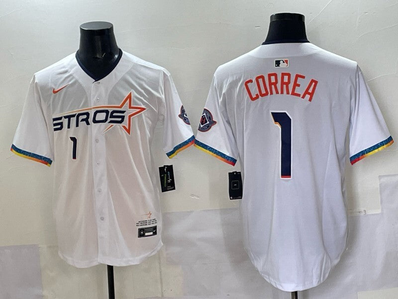 Houston Astros #1 Carlos Correa Astros 4 Collaboration Style 2 Baseball Jersey baseball jersey product view 1