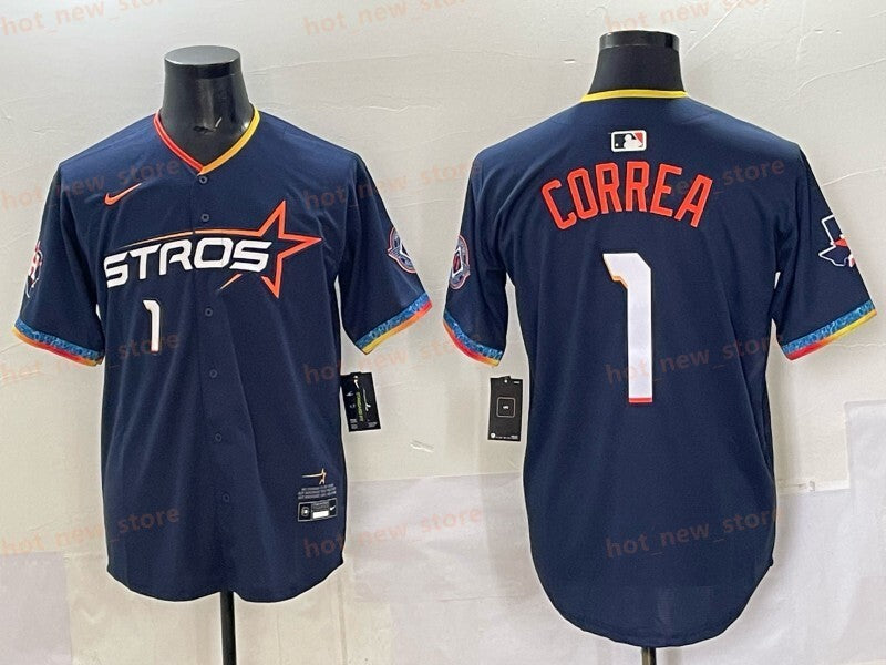 Houston Astros #1 Carlos Correa Astros 4 Collaboration Style 5 Baseball Jersey baseball jersey product view 1