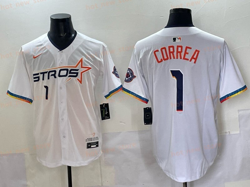 Houston Astros #1 Carlos Correa Astros 4 Collaboration Style 6 Baseball Jersey baseball jersey product view 1