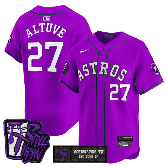 Houston Astros #27 Jose Altuve DJ Screw Still Tippin Purple Patch Vapor Limited Baseball Jersey baseball jersey product view 1