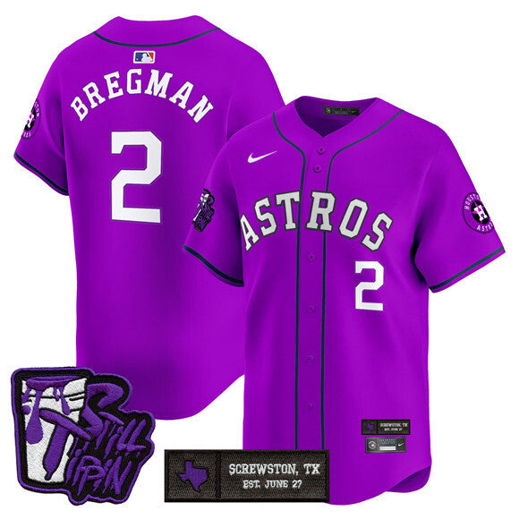 Houston Astros #2 Alex Bregman DJ Screw Still Tippin Purple Patch Vapor Limited Baseball Jersey baseball jersey product view 1