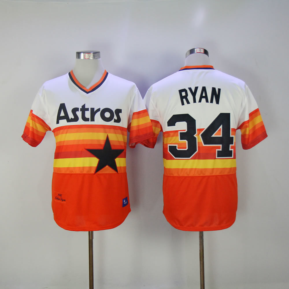 Houston Astros #34 Nolan Ryan Astros 34 1980 Retro Baseball Jersey baseball jersey product view 1