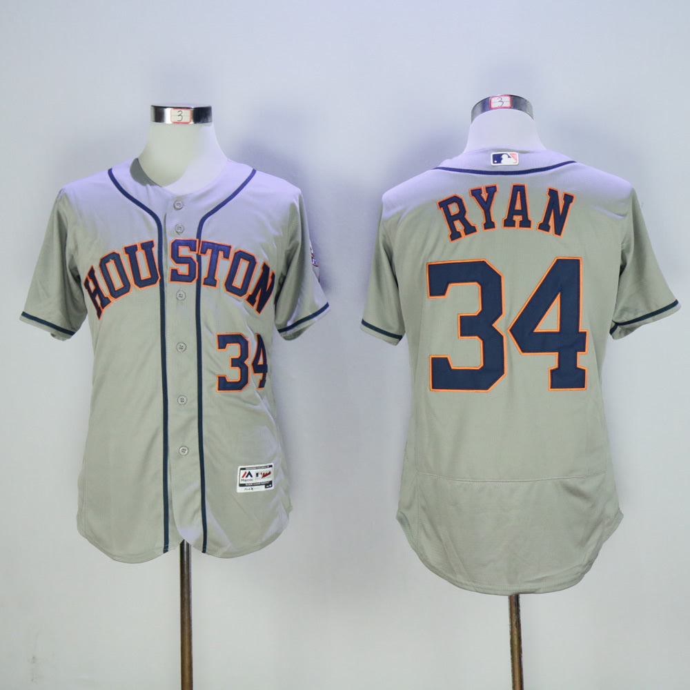 Houston Astros #34 Nolan Ryan Astros 34 Gray Elite Retro Player Baseball Jersey baseball jersey product view 1
