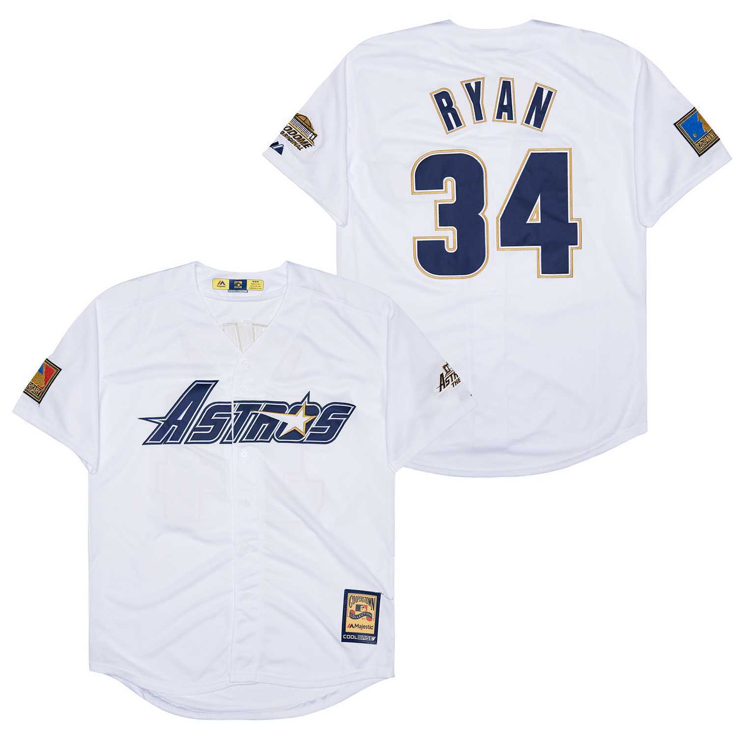 Houston Astros #34 Nolan Ryan Astros 34 White Fan Retro Baseball Jersey baseball jersey product view 1