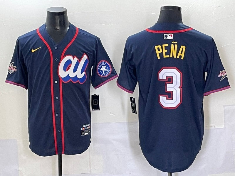 Houston Astros #3 Jeremy Pena Astros 25 All-Star Style 3 Baseball Jersey baseball jersey product view 1