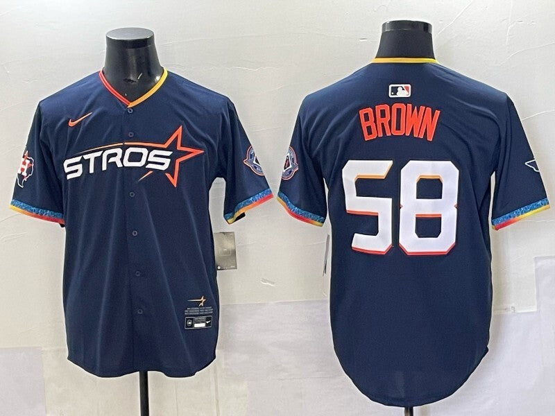 Houston Astros #58 Hunter Brown Astros 4 Edition Style 2 Baseball Jersey baseball jersey product view 1