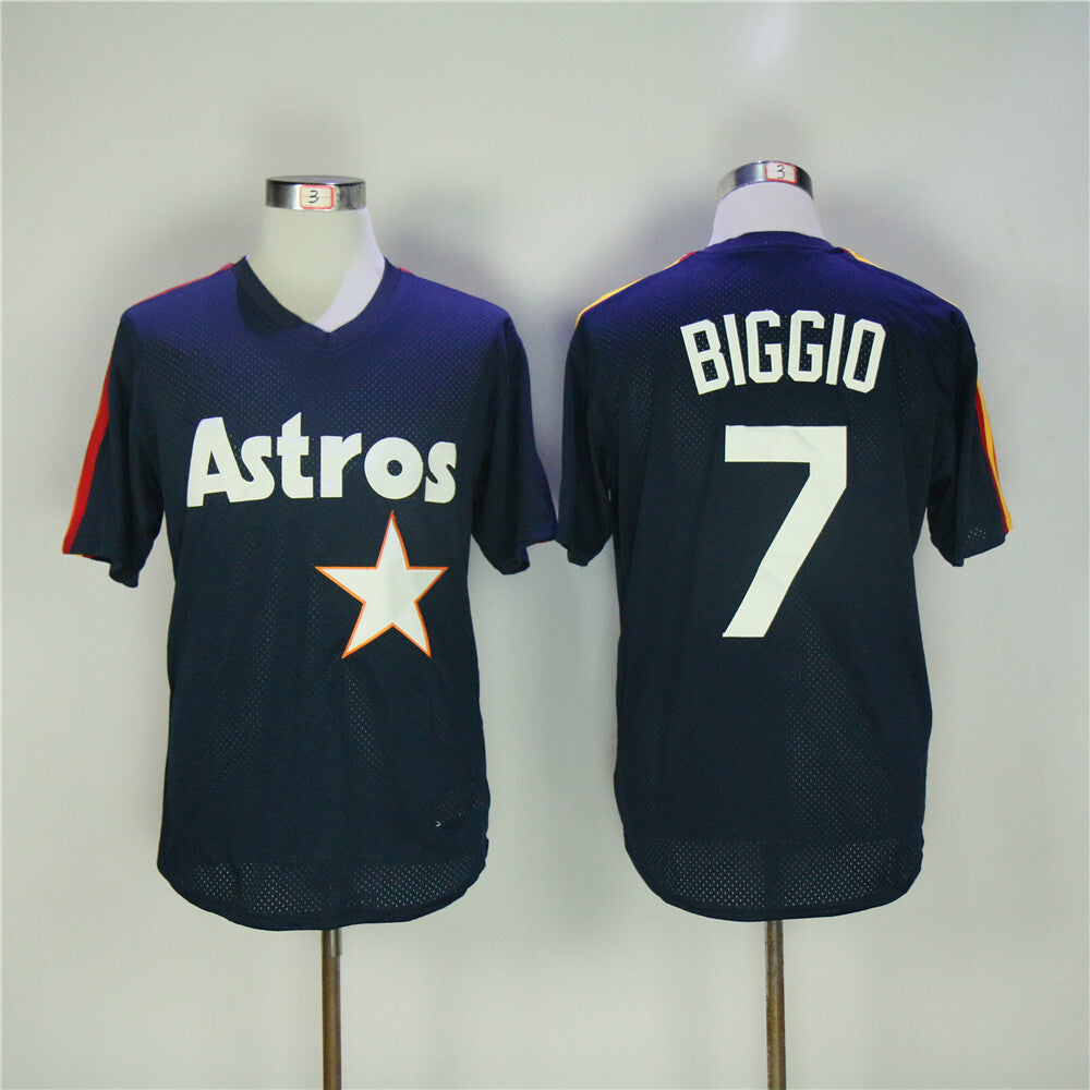 Houston Astros #7 Craig Biggio Astros 7 Blue BP Edition Retro Baseball Jersey baseball jersey product view 1