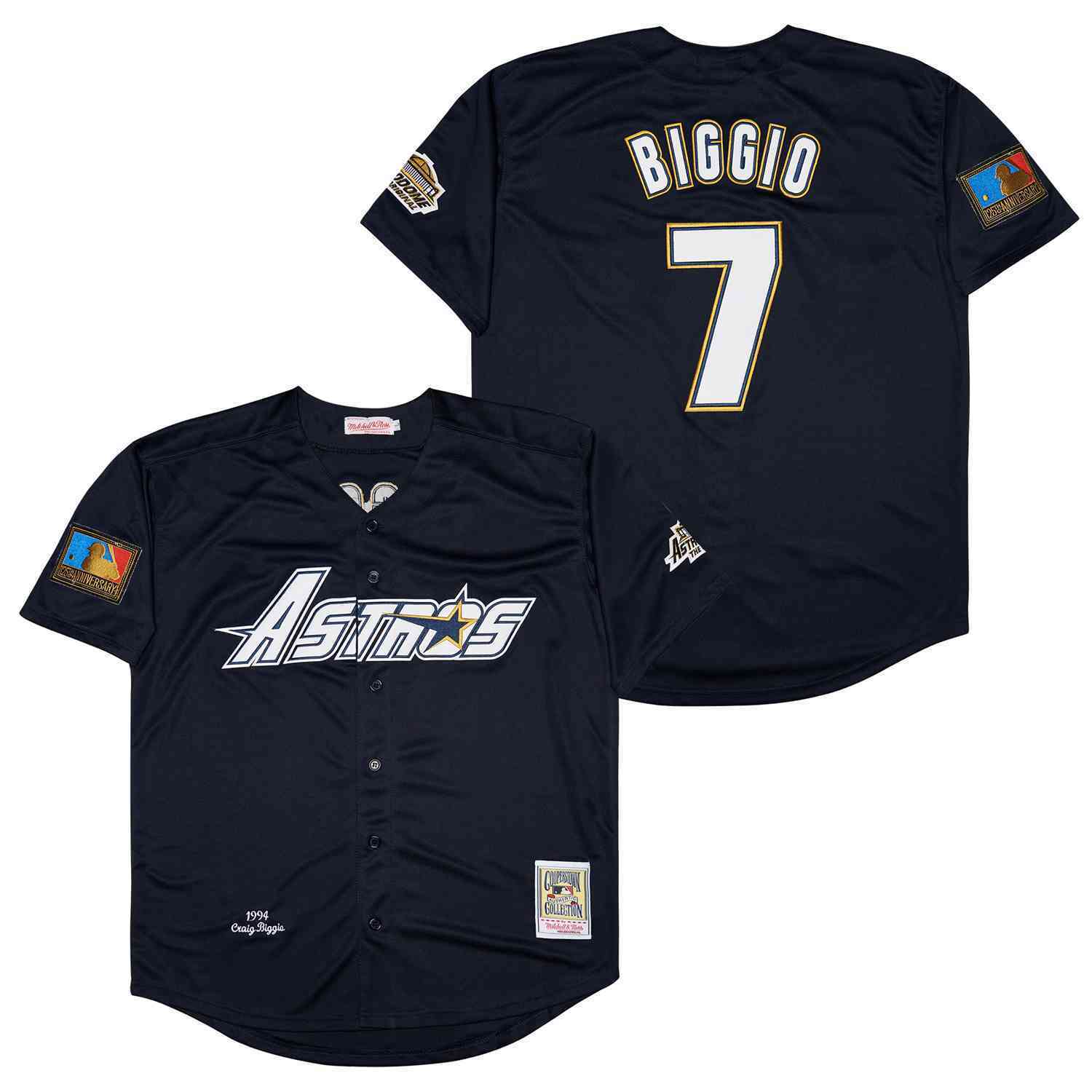 Houston Astros #7 Craig Biggio Astros 7 Navy 1994 Retro Baseball Jersey baseball jersey product view 1