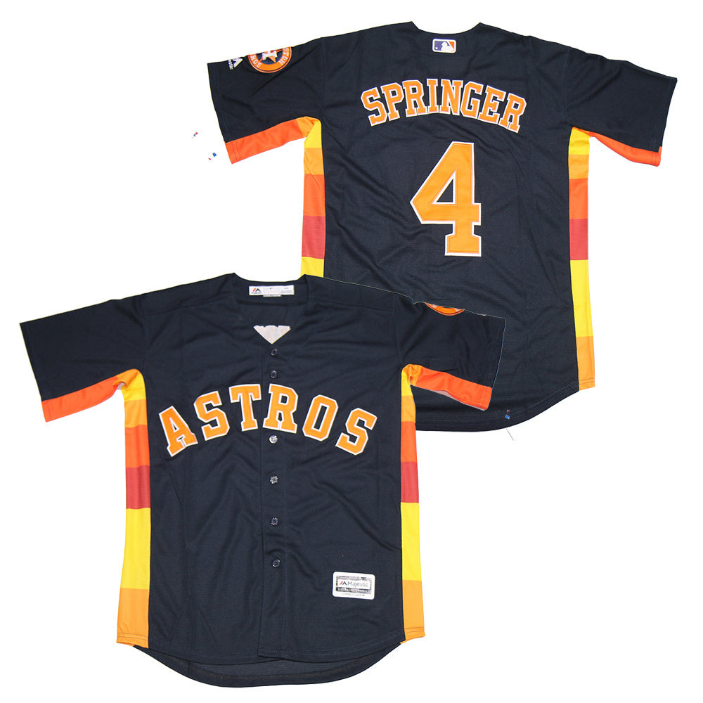 Houston Astros # 4 George Springer Astros 4 Blue Elite Baseball Jersey baseball jersey product view 1