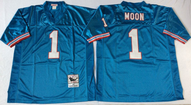 Houston Oilers #1 Warren Moon 1993 Throwback Style 1 Football Jersey football jersey product view 1