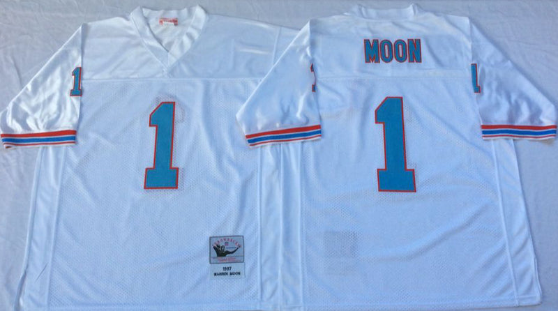 Houston Oilers #1 Warren Moon 1993 Throwback Style 2 Football Jersey football jersey product view 1