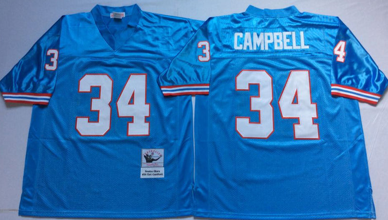 Houston Oilers #34 Earl Campbell 1993 Throwback Style 1 Football Jersey football jersey product view 1