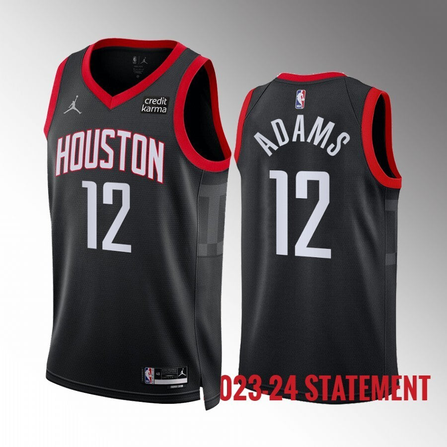 Houston Rockets #12 Steven Adams Black 2023-24 Statement Edition Basketball Jersey basketball jersey product view 1