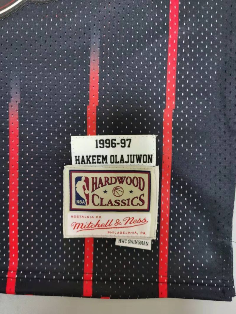 Houston Rockets #34 Hakeem Olajuwon 1996-97 throwback jersey black Style 2 Basketball Jersey basketball jersey product view 1