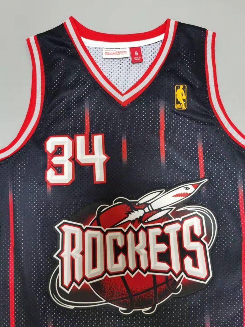 Houston Rockets #34 Hakeem Olajuwon 1996-97 throwback jersey black Style 3 Basketball Jersey basketball jersey product view 1