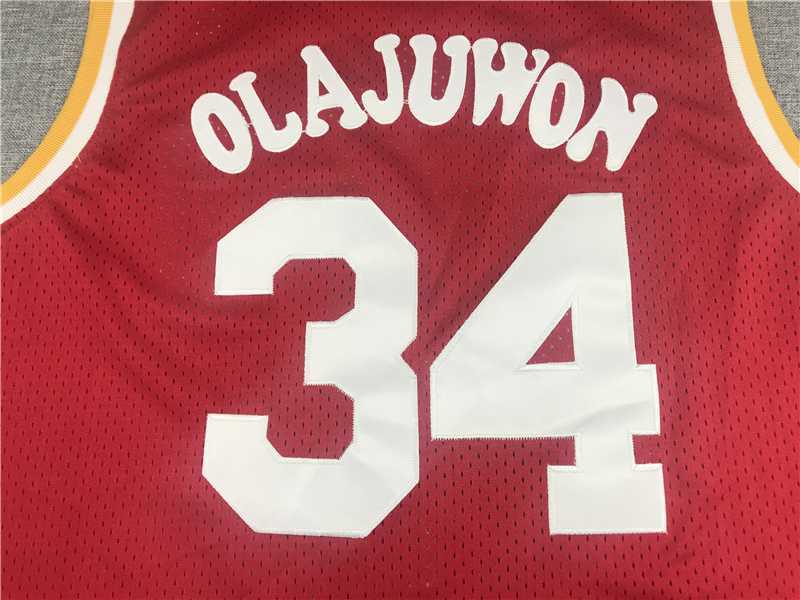 Houston Rockets #34 Hakeem Olajuwon Rockets 34 Retro Red Style 6 Basketball Jersey basketball jersey product view 1