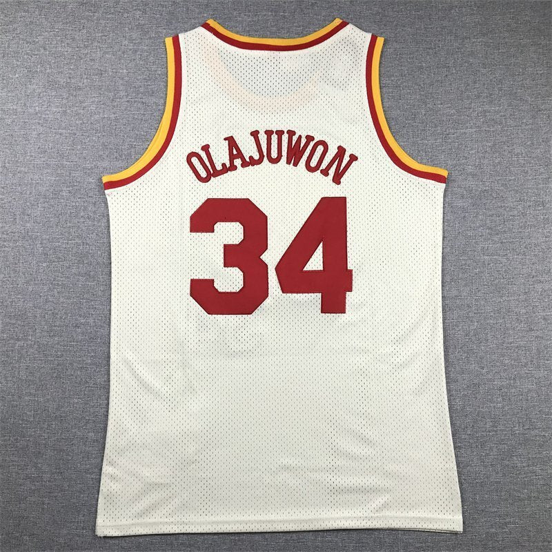 Houston Rockets #34 Hakeem Olajuwon Rockets 34 Yellow Retro s-xxl Style 1 Basketball Jersey basketball jersey product view 1