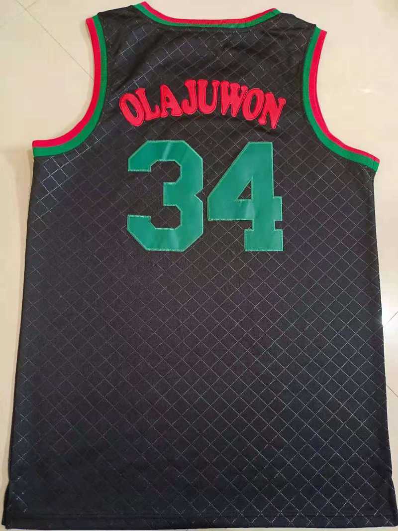 Houston Rockets #34 Hakeem Olajuwon Rockets 34# Black Jersey Style 1 Basketball Jersey basketball jersey product view 1