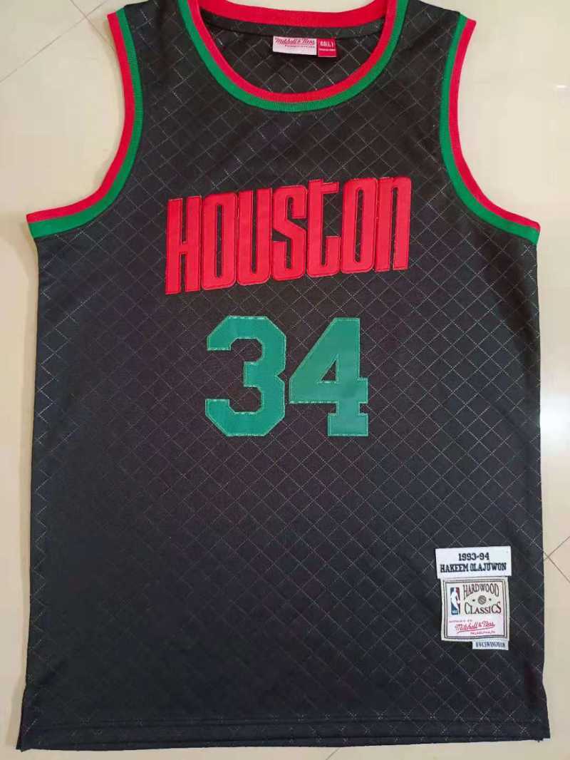 Houston Rockets #34 Hakeem Olajuwon Rockets 34# Black Jersey Style 2 Basketball Jersey basketball jersey product view 1