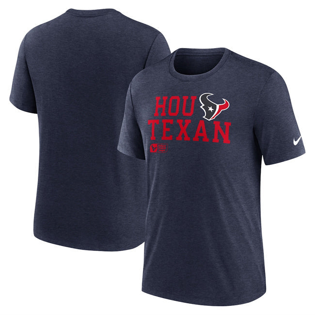 Houston Texans Navy Overlap Lockup Tri-Blend T-Shirt Football Jersey football jersey product view 1