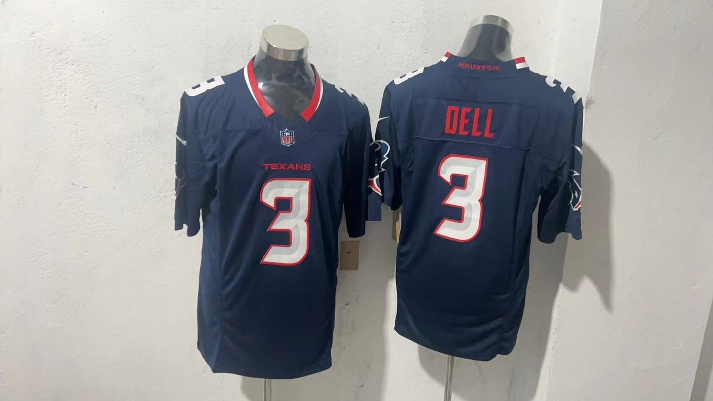 Houston Texans #3 Tank Dell Style 3 Football Jersey football jersey product view 1
