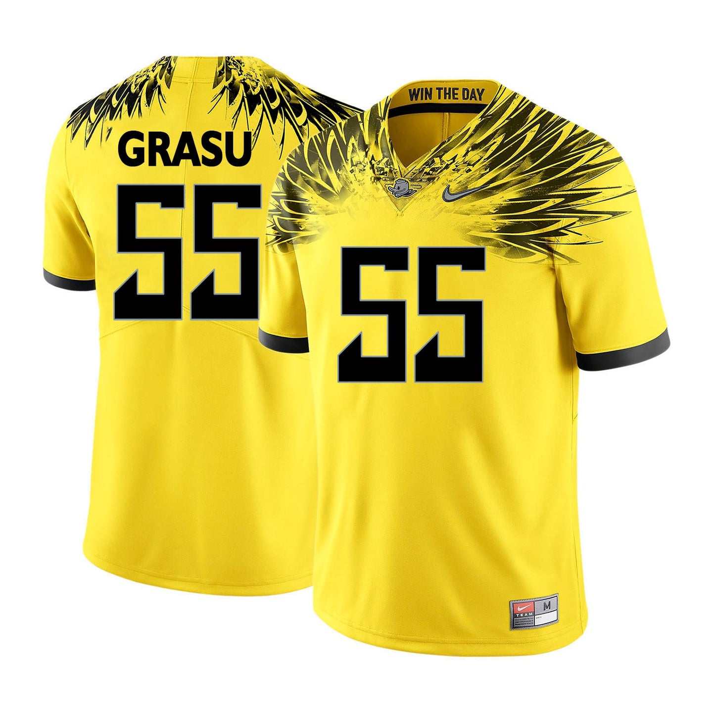 Hroniss Grasu 55 Yellow College Football Jersey football jersey product view 1