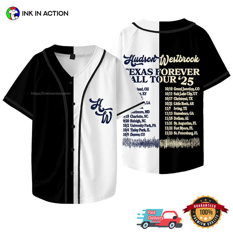 Hudson Westbrook Texas Forever Fall Tour 2025 Dates Baseball Jersey baseball jersey product view 1
