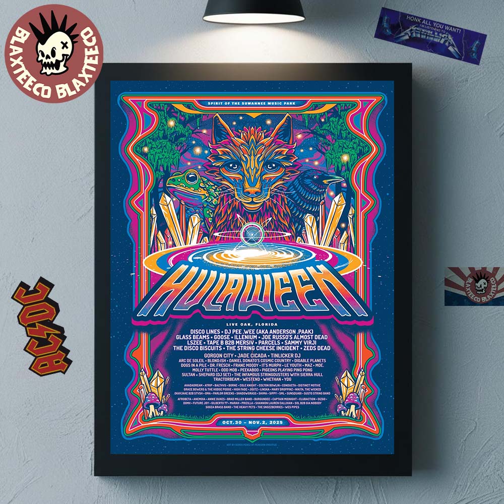 Hulaween Give Back To The Swamp Live Oak Florida 2025 From October 30 To November 2 2025 Spirit Of The Suwannee Music Park Poster Canvas - T-Shirt, Sweatshirt, Hoodie