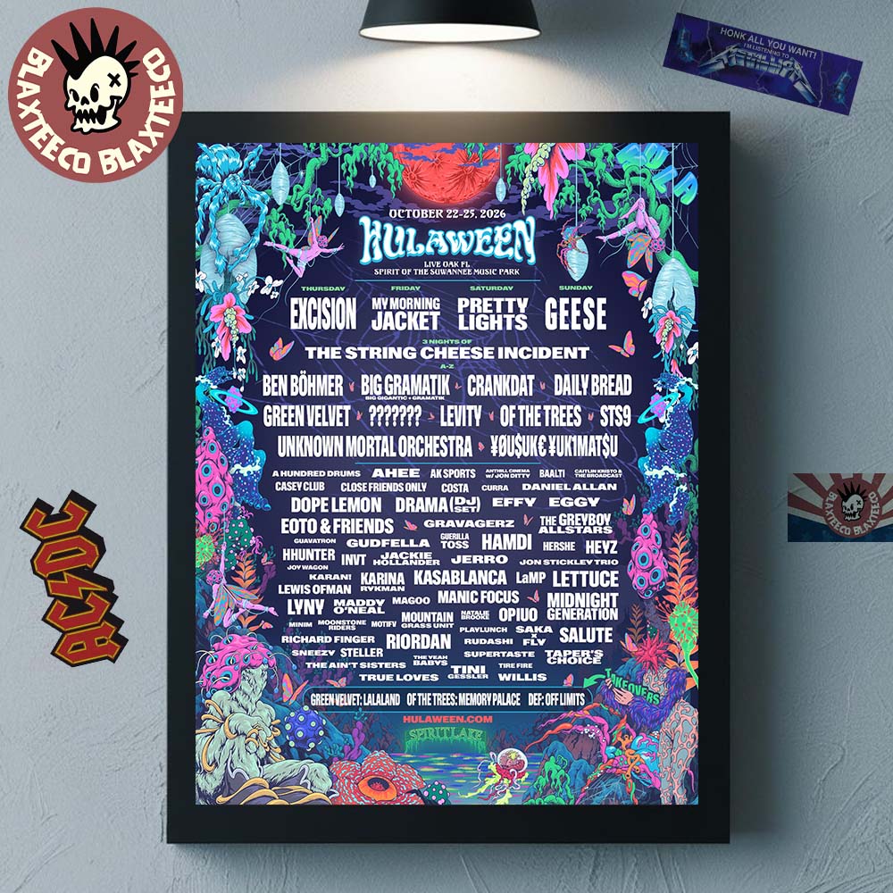 Hullaween 2026 Full Lineup Poster At Live Oak Florida Spirit Of The Suwannee Music Park From October 22 To 25 2026 Poster Canvas - T-Shirt, Sweatshirt, Hoodie
