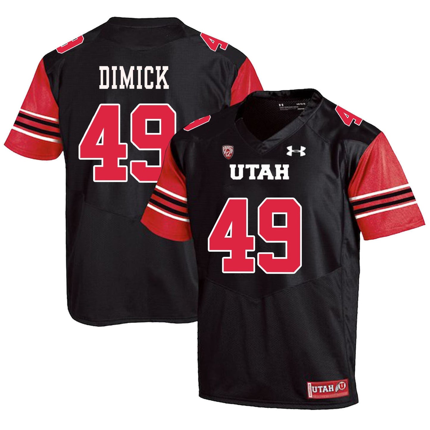 Hunter Dimick 49 Black College Football Jersey football jersey product view 1